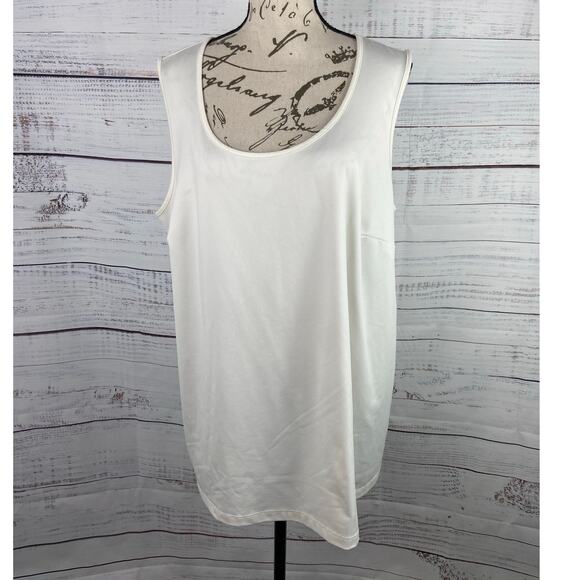 Catherines Tank Womens 1X 18/20W White Sleeveless Scoop Neck Stretch Bust Darts - Picture 1 of 10